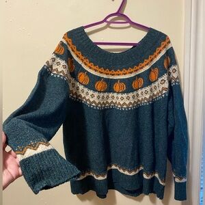 Fall pumpkin fair isle oversized sweater